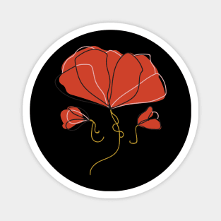 Sketchy Red Flower Magnet